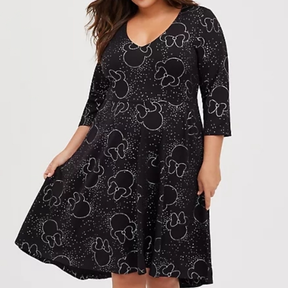 Torrid Minnie Mouse high low Skater dress Disney Black 1X - Picture 10 of 10